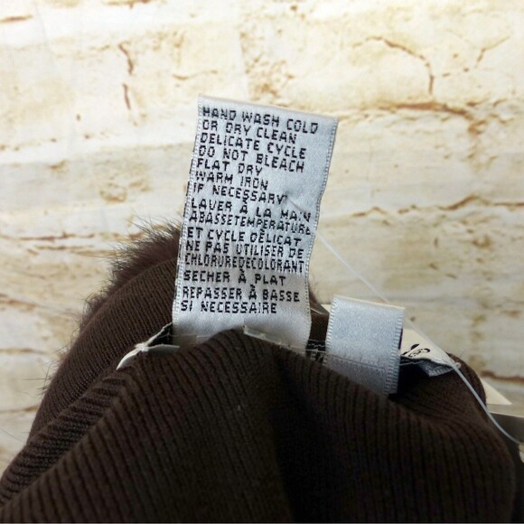 VTG Joseph A. Cardigan Women XL Brown Silk Blend Faux Fur Trim Crop Sweater Y2K - Picture 11 of 13
